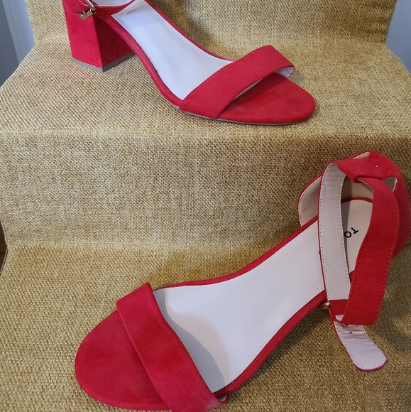 red heeled sandals